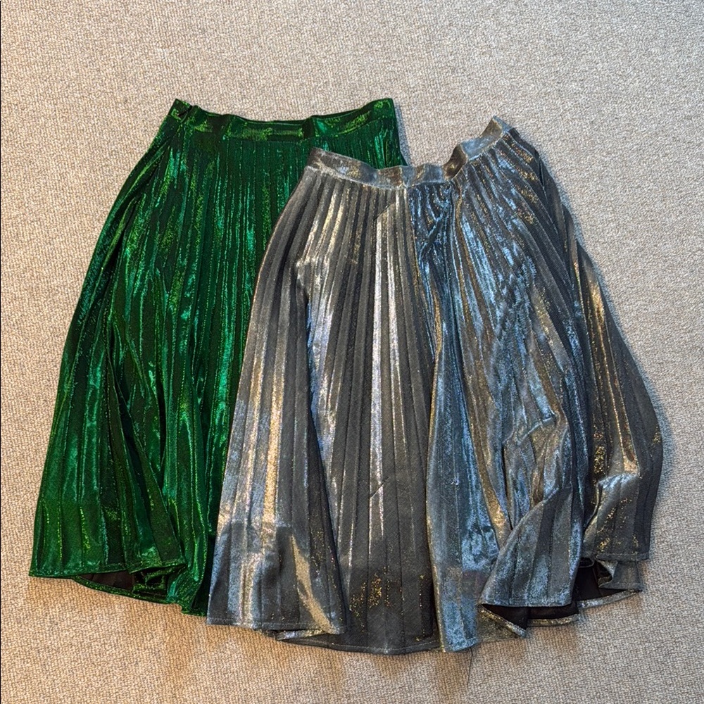Elegant sparkly Skirts 2pc - Green and Silver